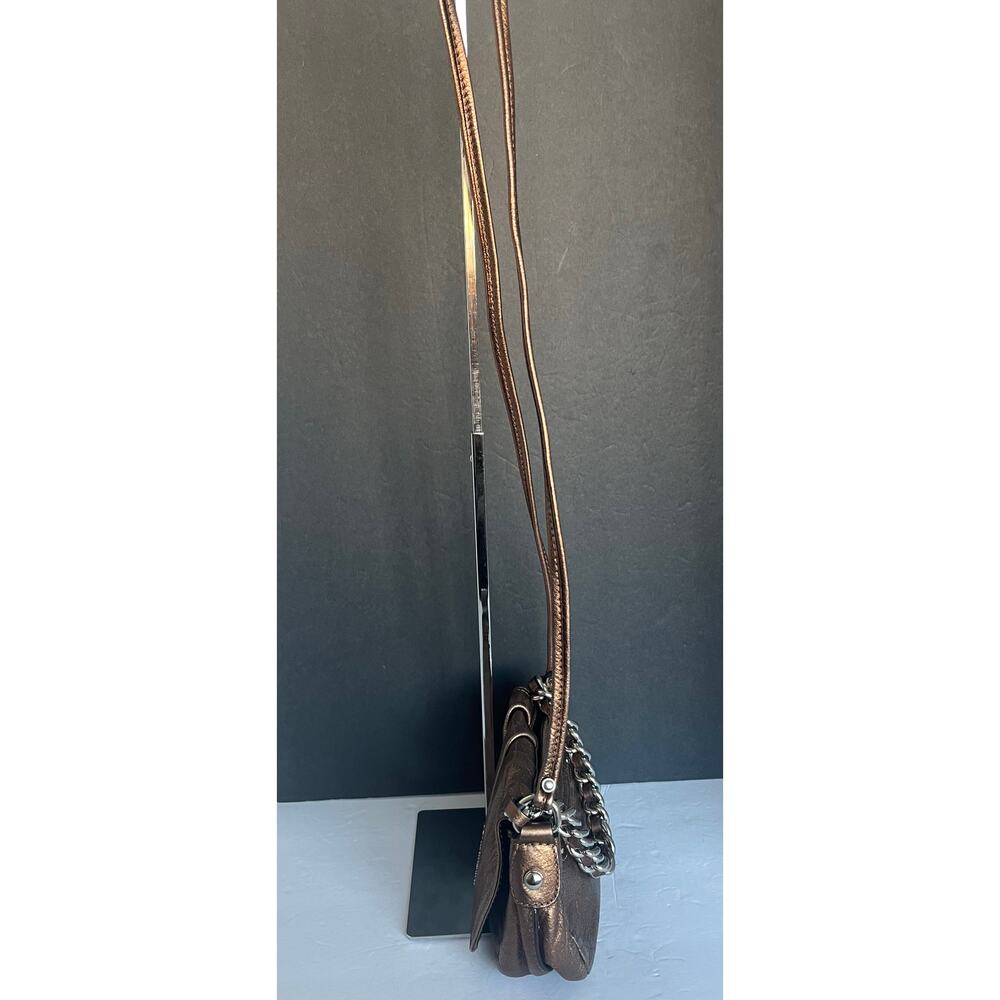 B‎ Makowsky Crossbody Bag Women Small Copper Excellent Metallic Leather Chain - Picture 3 of 13